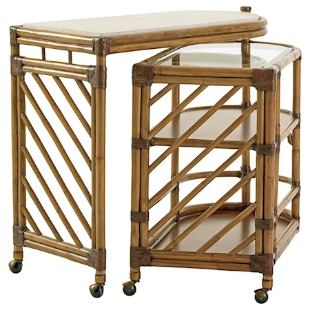 Cable Beach Nesting Bar Cart with Cordova Stone Top